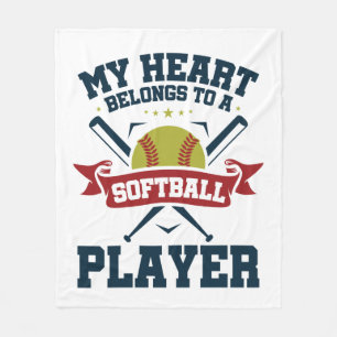 My Heart Belongs to a Softball Player Fleece Blanket