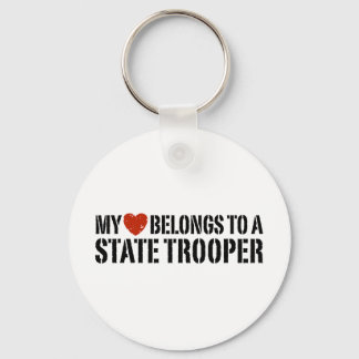 My Heart Belongs To A State Trooper Keychain