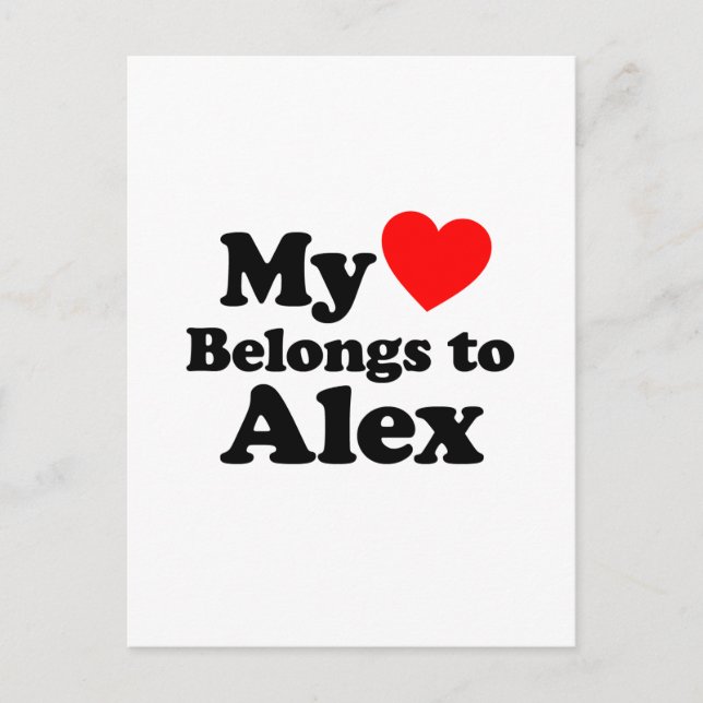My Heart Belongs to Alex Postcard (Front)