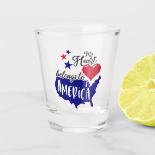 My Heart Belongs to America Patriotic Love Design Shot Glass
