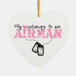 My Heart Belongs to an Airman Ceramic Ornament
