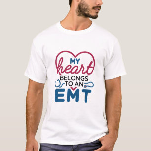 My Heart Belongs to an EMT EMS Wife Girlfriend T-Shirt
