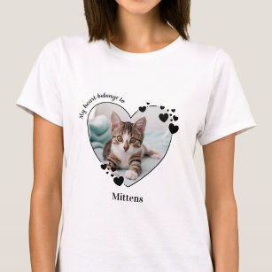 My Heart Belongs To Cat Lover Pet Photo T-Shirt