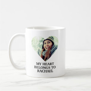 My heart belongs to Custom Name heart photo Coffee Mug