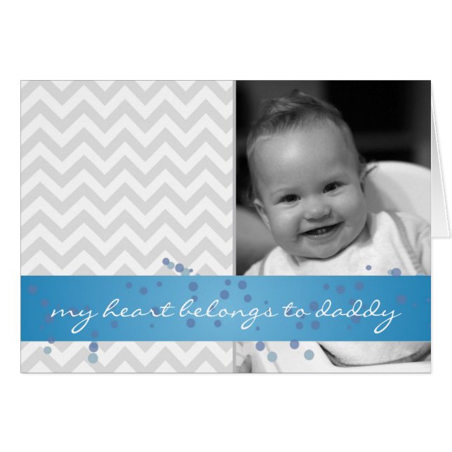 my heart belongs to daddy chevron with blue ribbon (Front Horizontal)