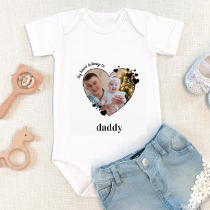 My Heart Belongs To Daddy Personalized Baby Photo  Bodysuit