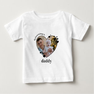 My Heart Belongs To Daddy Personalized Baby Photo  T-Shirt