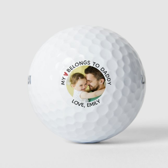 MY HEART BELONGS TO DADDY Photo Personalized Golf Balls (Front)