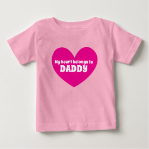 My heart belongs to Daddy pink white custom name Baby T-Shirt