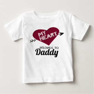 My heart belongs to Daddy white with red heart Baby T-Shirt