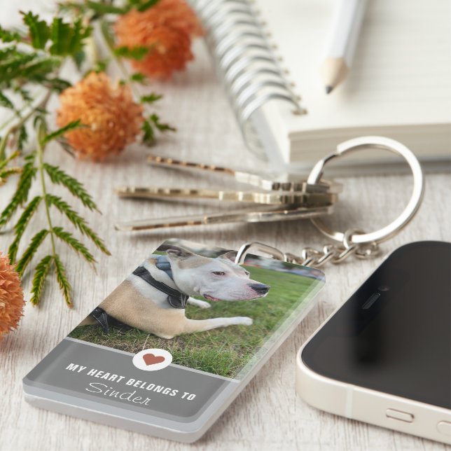 My Heart Belongs To Dog 2 Photos Keychain (Front Right)
