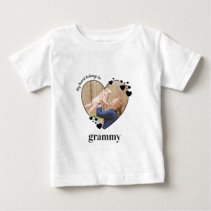 My Heart Belongs To Grammy Personalize Baby Photo  T-Shirt