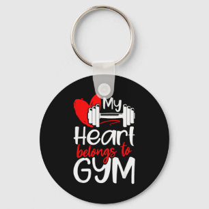 My Heart Belongs To Gym Funny Valentines Day Worko Keychain