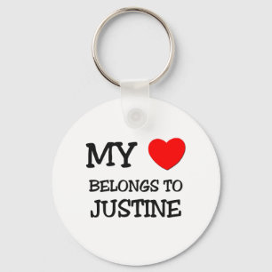 My Heart Belongs To JUSTINE Keychain