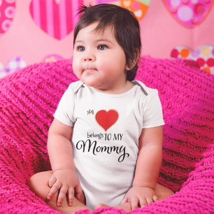 My Heart Belongs to Mommy Cute Modern Baby Bodysuit