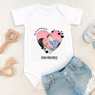 My Heart Belongs To Mommy Personalized Baby Photo Bodysuit