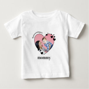 My Heart Belongs To Mommy Personalized Baby Photo T-Shirt