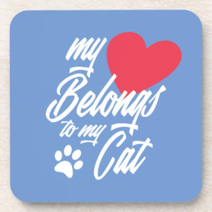 My Heart Belongs to My Cat Valentine Coaster