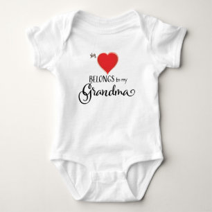 My Heart Belongs To My Grandma Cute Modern Baby Bodysuit