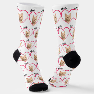 My Heart Belongs To Personalized Cat Photo & Name Socks