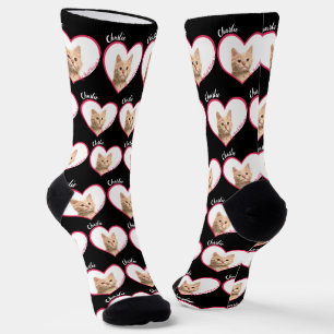 My Heart Belongs To Personalized Cat Photo & Name Socks