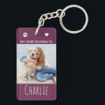 My Heart Belongs To Personalized Dog 2 Photos Keychain<br><div class="desc">Carry your pet with you everywhere you go with this custom pet photo keychain ! A must have for every dog lover, dog mom and dog dad ! Quote: My Heart Belongs To ... Personalize wth your dog's favourite photos and name. COPYRIGHT © 2020 Judy Burrows, Black Dog Art -...</div>