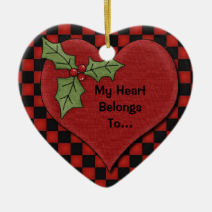 My Heart Belongs To Personalized Photo Heart Ceramic Ornament