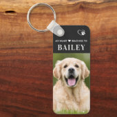 My Heart Belongs To Pet Photo Dog Lover Keychain (Front)