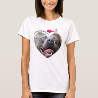 My Heart Belongs to Pitbull dog custom photo T-Shirt
