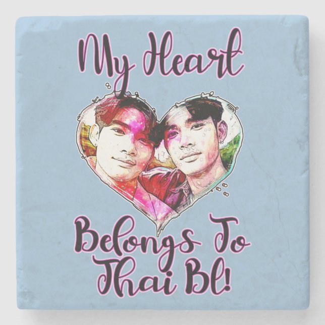 My Heart Belongs To Thai BL Stone Coaster (Front)