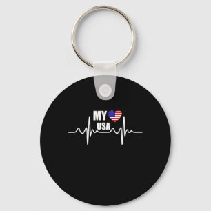 My Heart Belongs To The USA July 4th Keychain