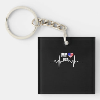 My Heart Belongs To The USA July 4th Keychain