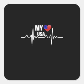 My Heart Belongs To The USA July 4th Square Sticker