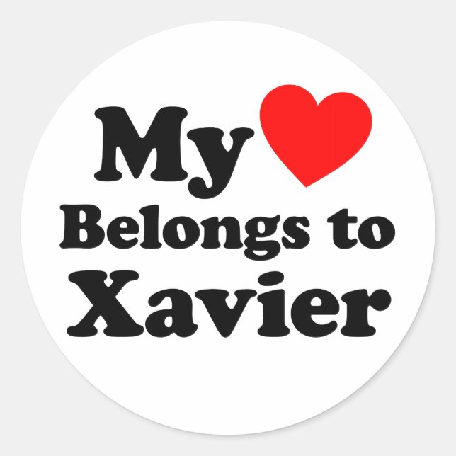 My Heart Belongs to Xavier Classic Round Sticker (Front)