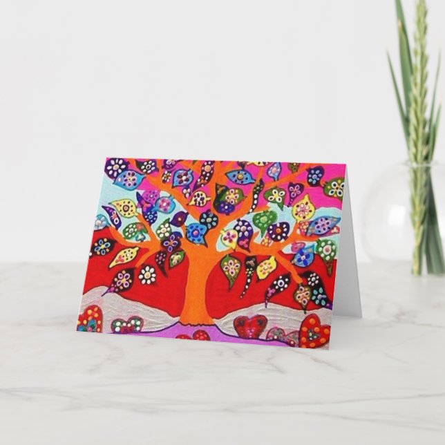 My Heart Flowers For You Tree Of Life Card (Front)