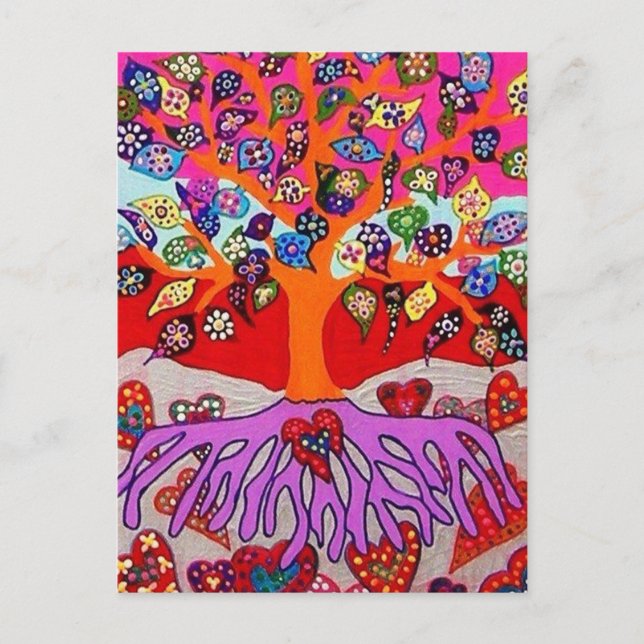 My Heart Flowers For You Tree Of Life Postcard (Front)