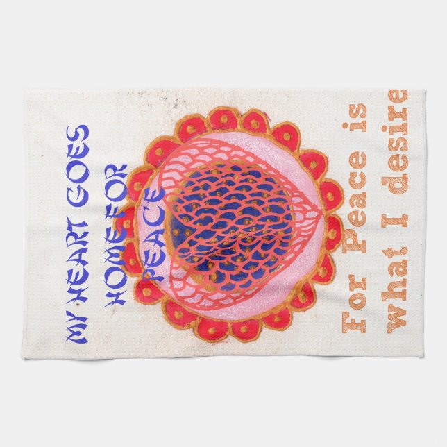 "My Heart Goes Home for Peace" Art Print Kitchen Towel (Horizontal)