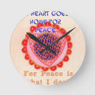 "My Heart Goes Home for Peace" Art Print Round Clock
