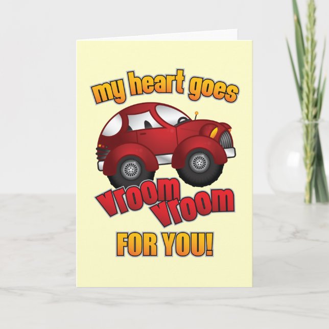 My Heart Goes Vroom Vroom For You! Holiday Card (Front)