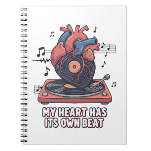 "My Heart Has Its Own Beat" Funny Vinyl Record Notebook