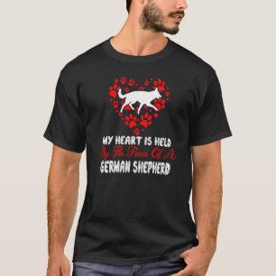 My Heart Held Paws Of German Shepherd Dog Valentin T-Shirt