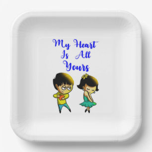 My Heart Is All Yours Bestie Couple love Valentine Paper Plate