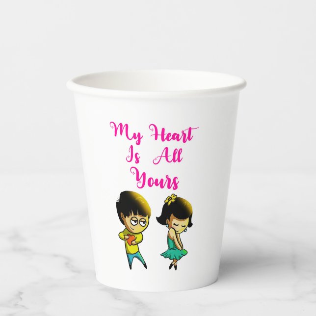My Heart Is All Yours Bestie Valentine Girlfriend Paper Cups (Front)