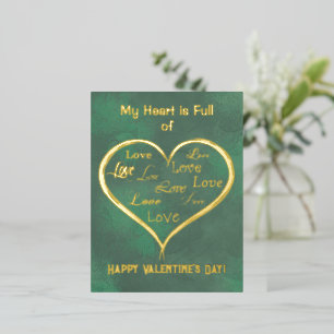 My Heart is Full of Love, Valentine  Foil Invitation Postcard