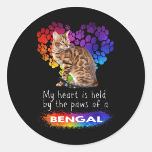My Heart Is Held By The Paws Of A Bengal Cat Classic Round Sticker