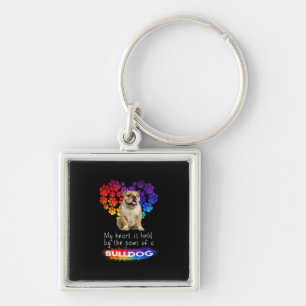 My Heart Is Held By The Paws Of A Bulldog Keychain