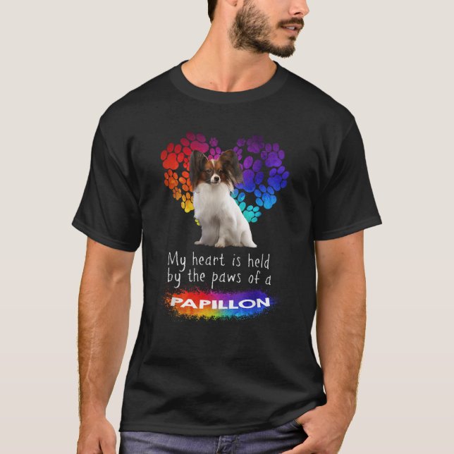 My Heart Is Held By The Paws Of A Papillon T-Shirt (Front)