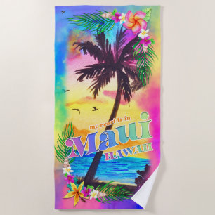My Heart is in MAUI Beach Towel