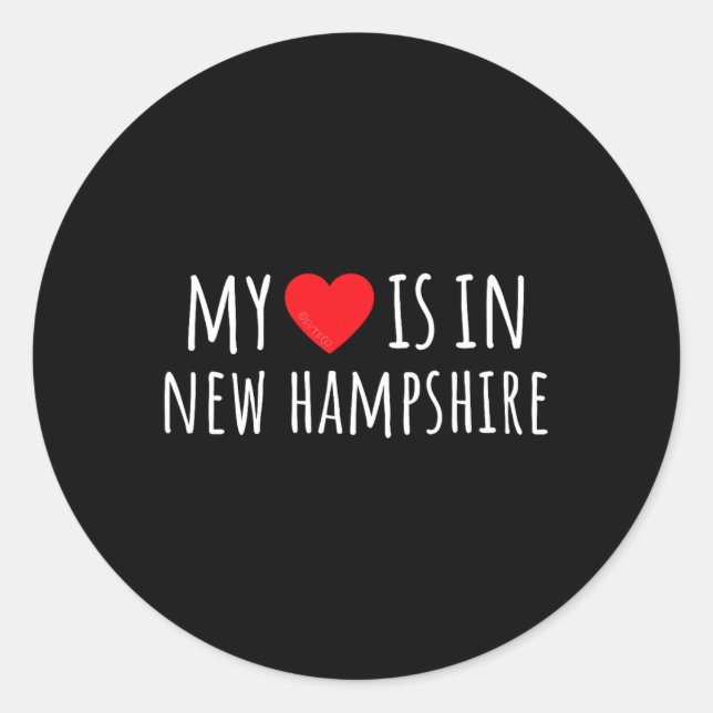 My Heart Is In New Hampshire Cute American State  Classic Round Sticker (Front)