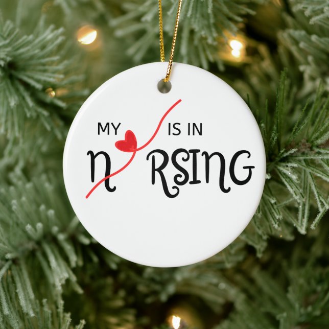 My Heart Is in Nursing Ceramic Circle Ornament (Tree)